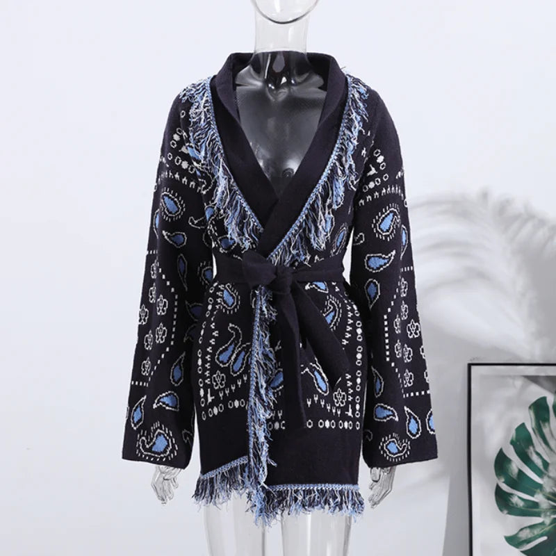 Pattern Knit with Lace-Up Front