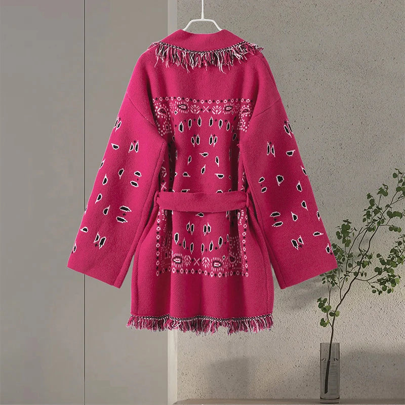 Pattern Knit with Lace-Up Front