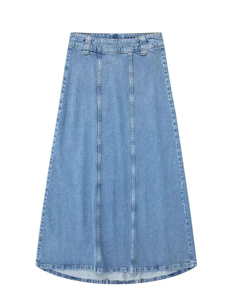 The Amelot Set – Bow-Tie Denim Shirt & Halter Skirt Co-Ord