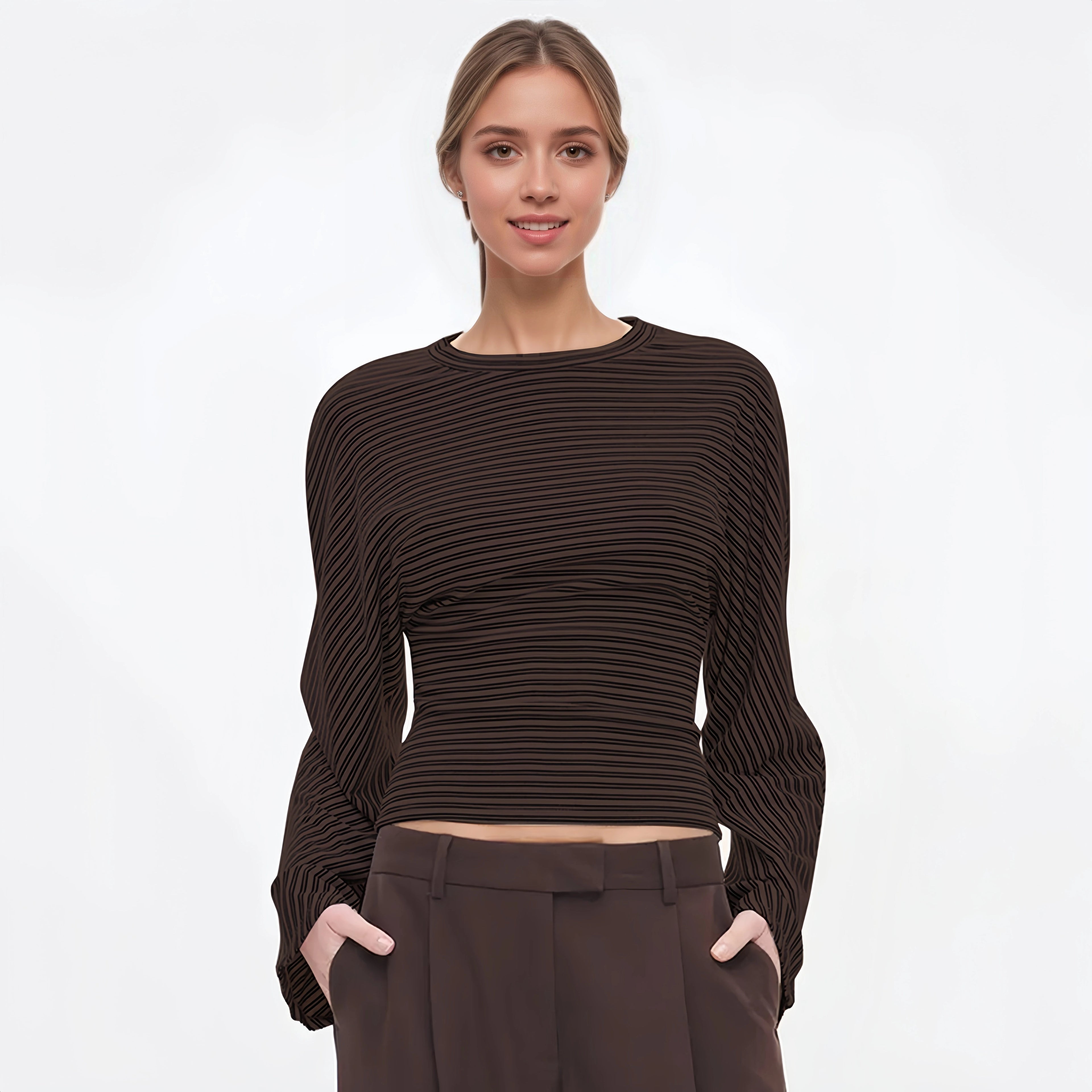 The Marivelle Tee – Striped Fitted Long-Sleeve