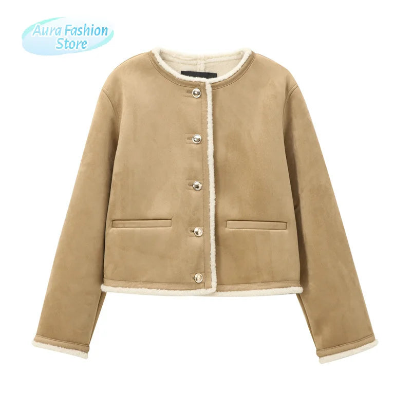 The Adriane Coat – Round Neck Wool Blend Jacket