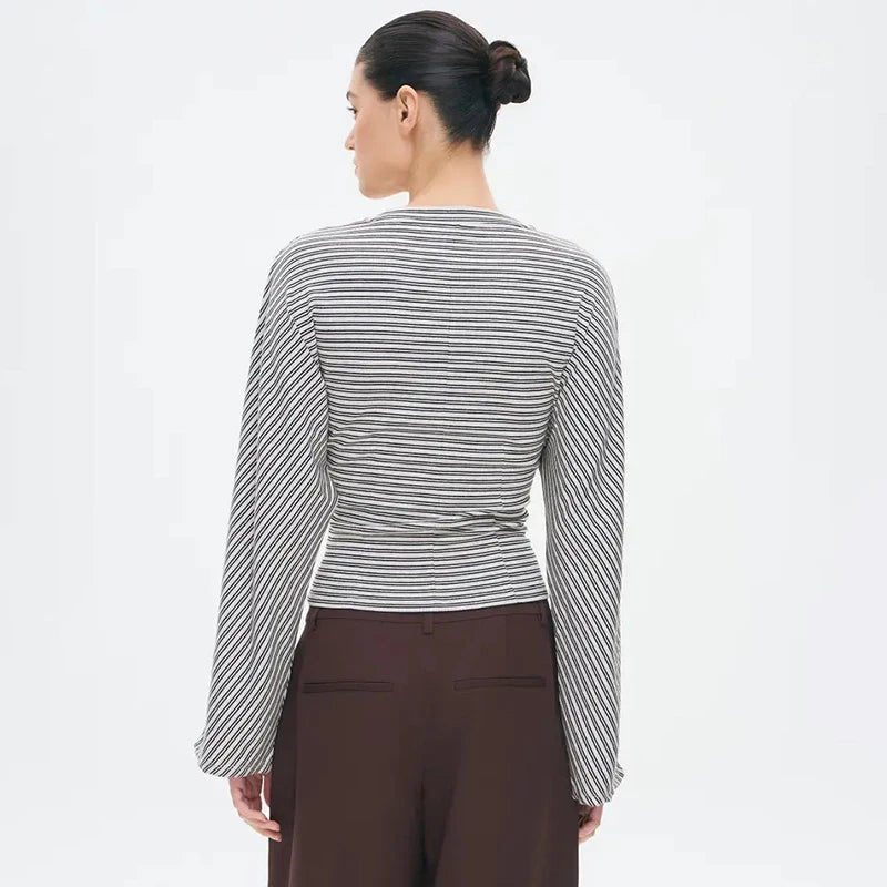 The Marivelle Tee – Striped Fitted Long-Sleeve