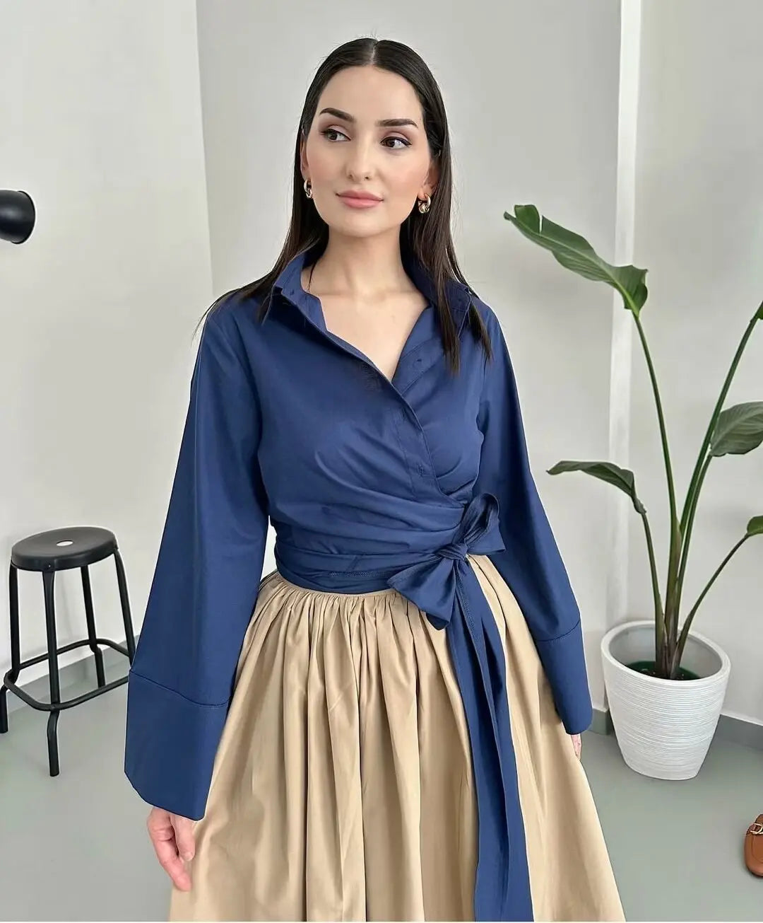 Liora Draped Wrap Blouse