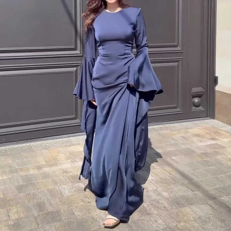 Isadora Sleek Waist Cinching Flared Gown