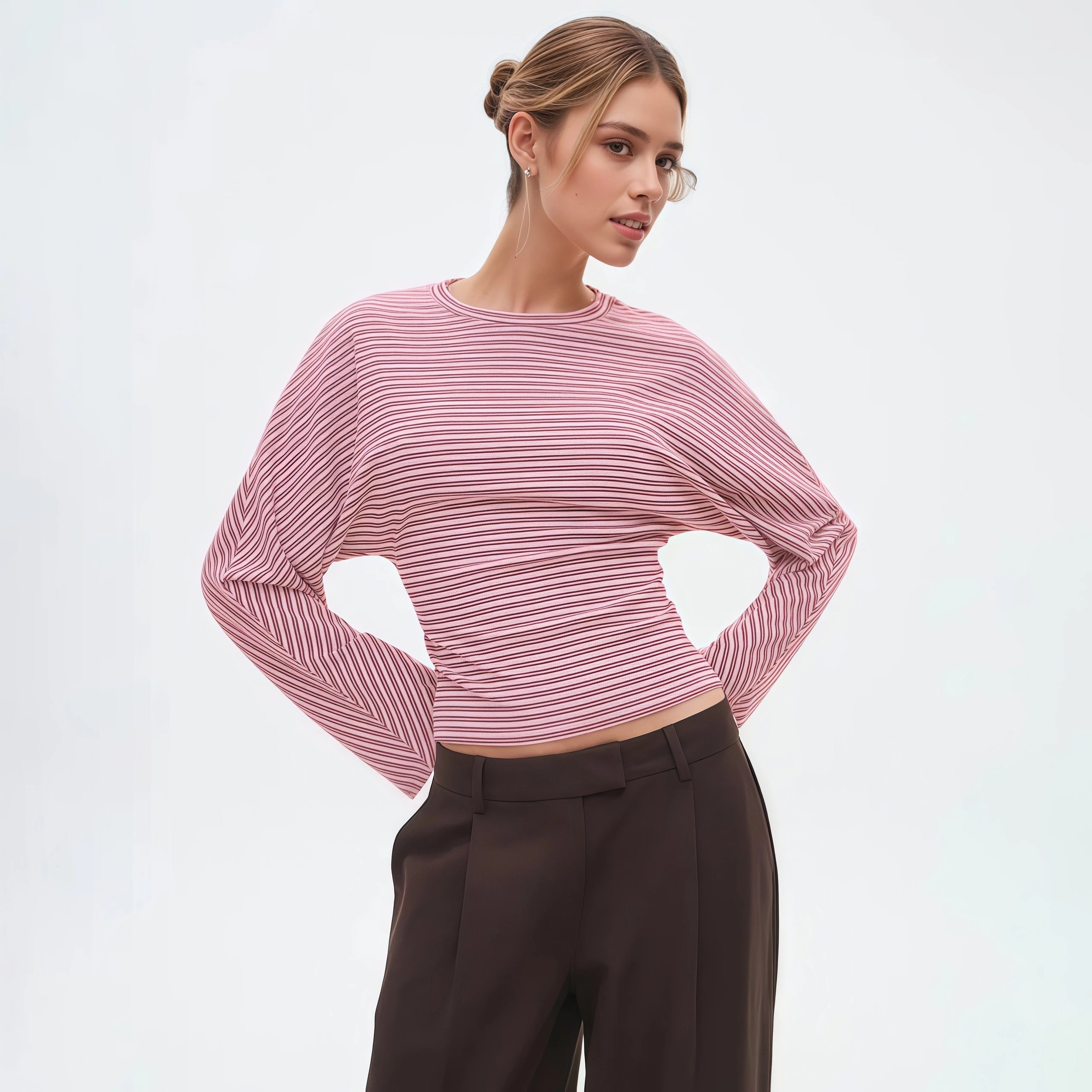 The Marivelle Tee – Striped Fitted Long-Sleeve