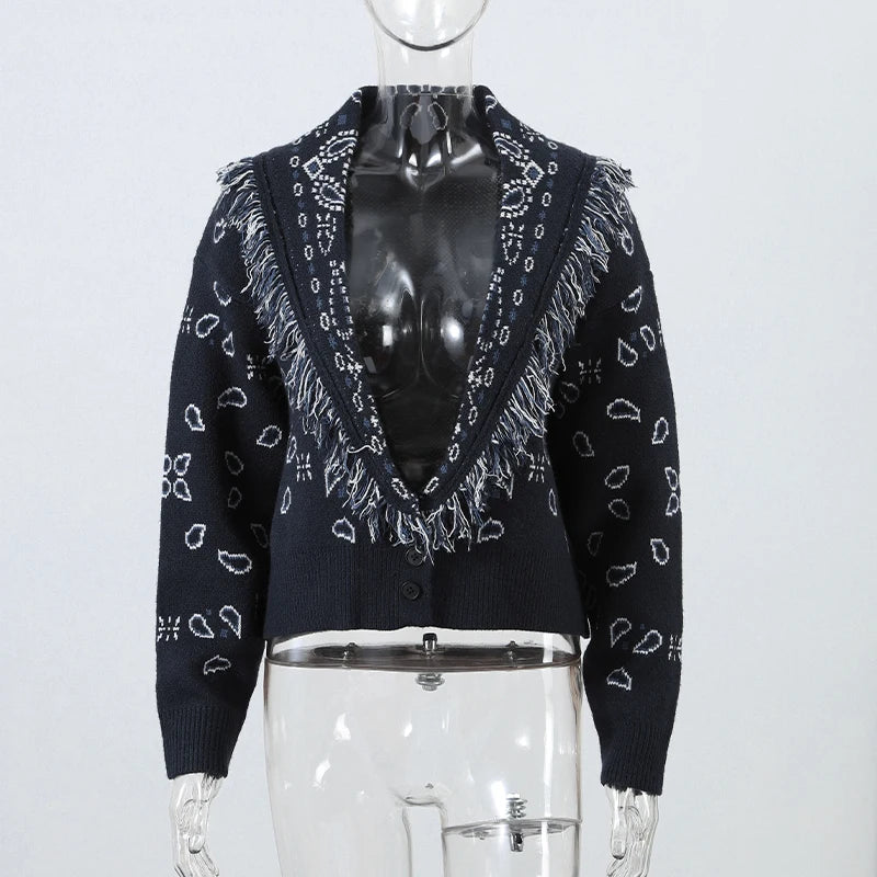 Pattern Knit with Lace-Up Front