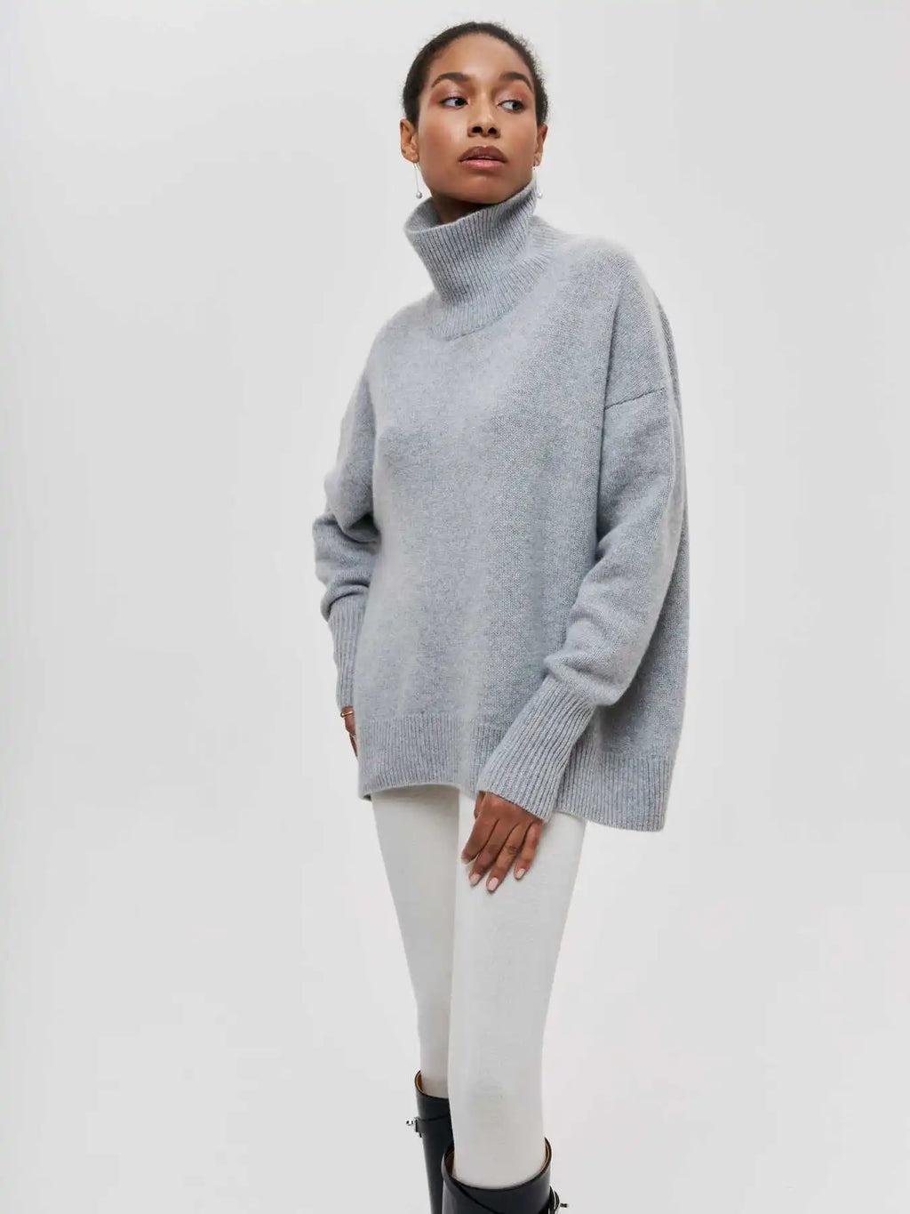 Light Luxury Mock Neck Solid Knitwear