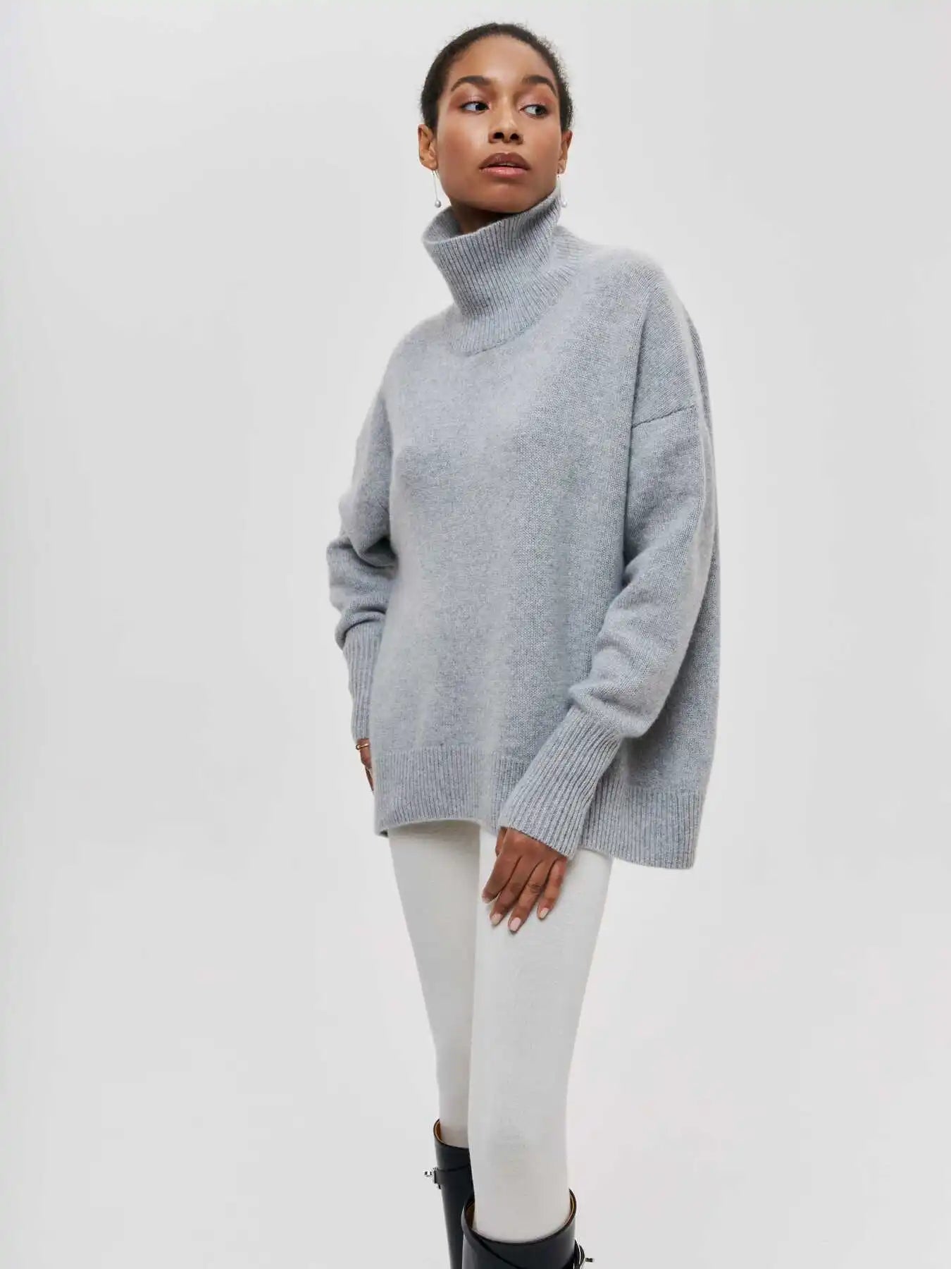 Light Luxury Mock Neck Solid Knitwear