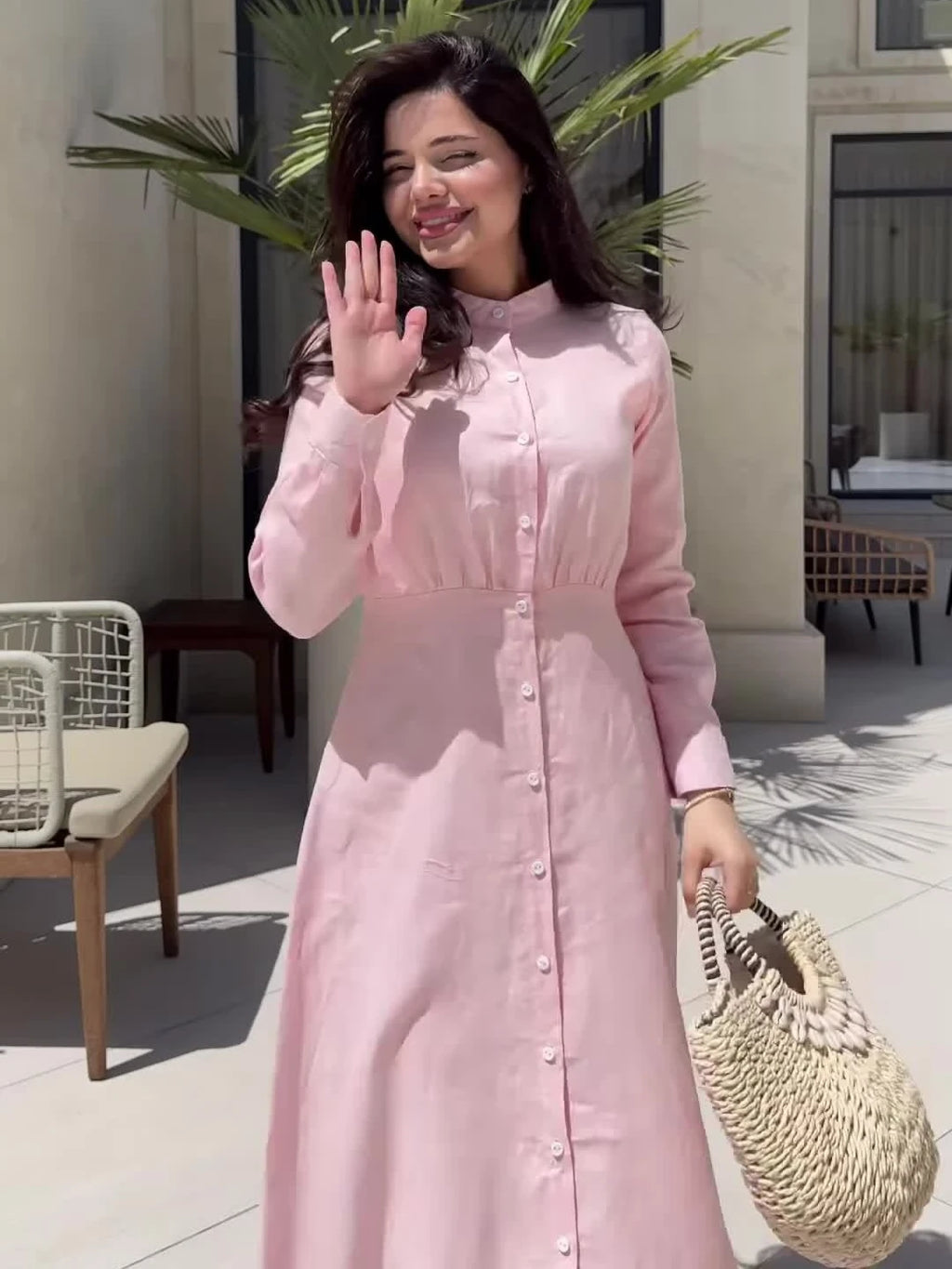 The Calistra Maxi- High-Collar Minimalist Robe