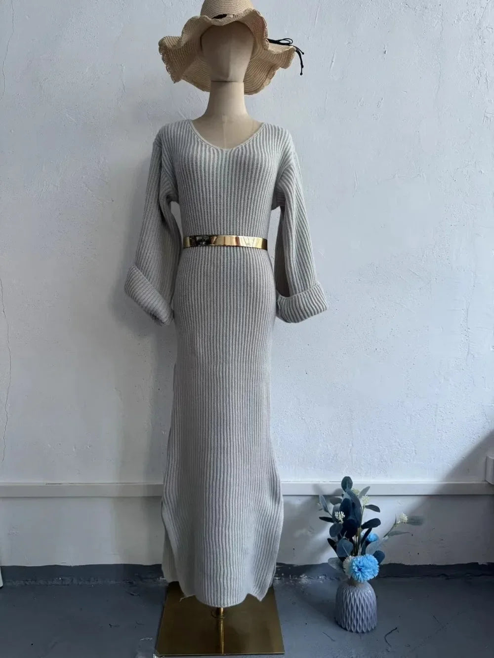Elegant Knit Robe with Feminine Form