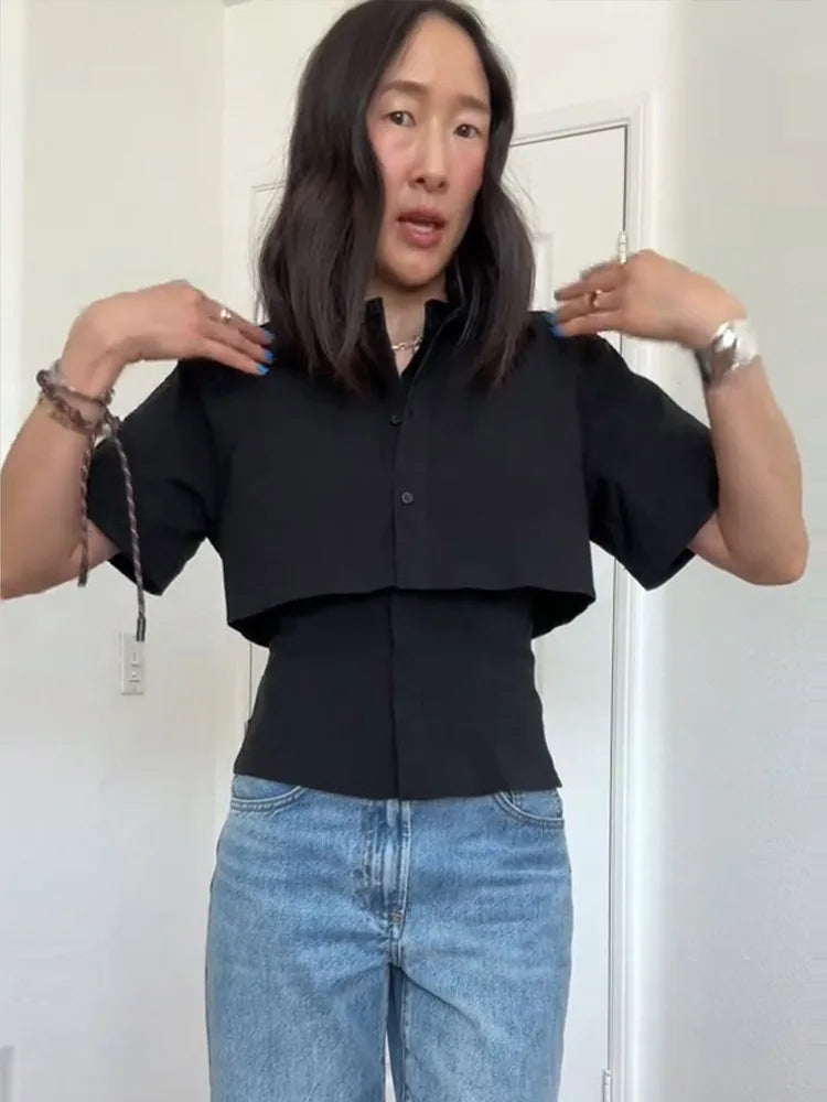 Selene Tailored Slim Lapel Blouse
