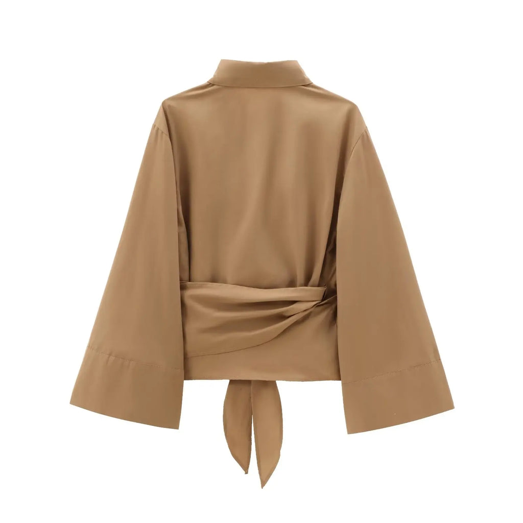 Liora Draped Wrap Blouse