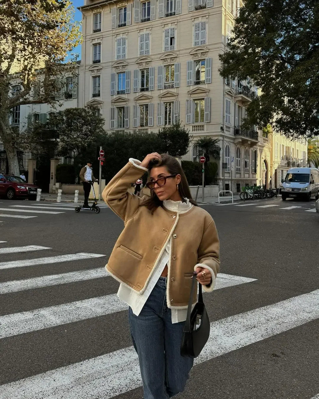 The Adriane Coat – Round Neck Wool Blend Jacket