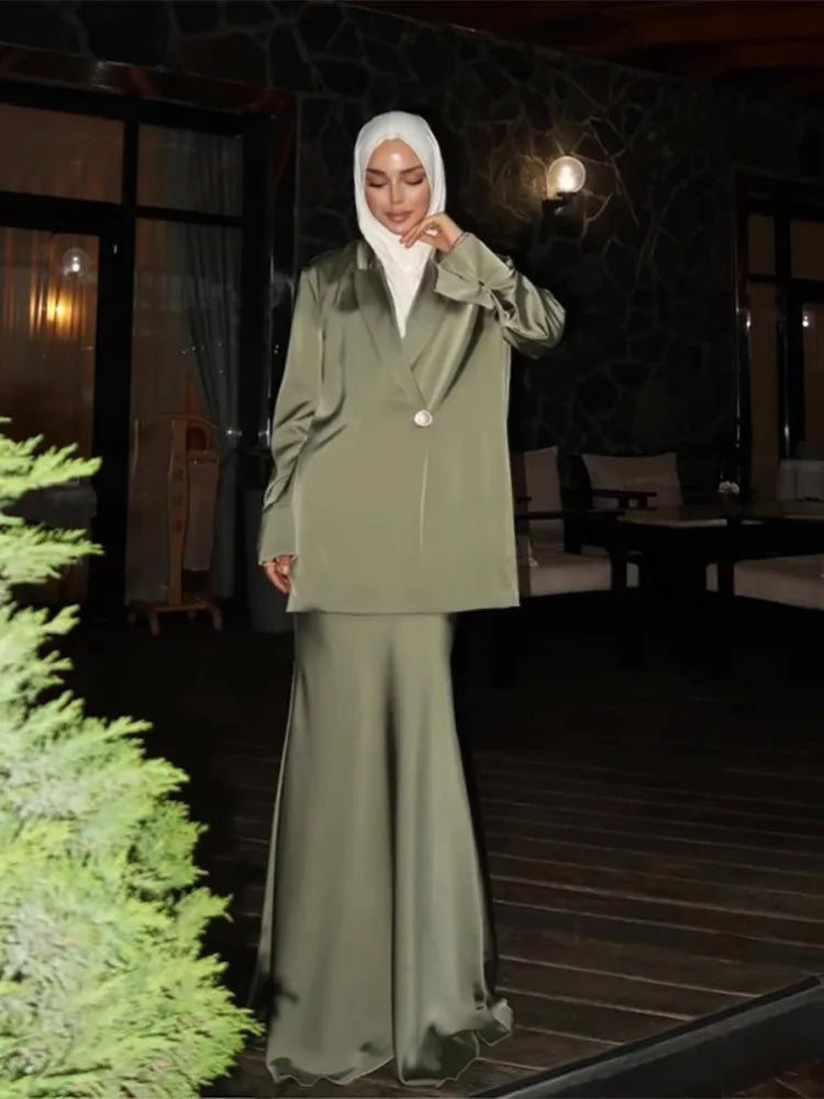 Amira Regal Satin Skirt Suit