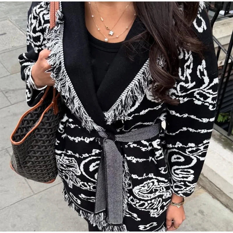Pattern Knit with Lace-Up Front