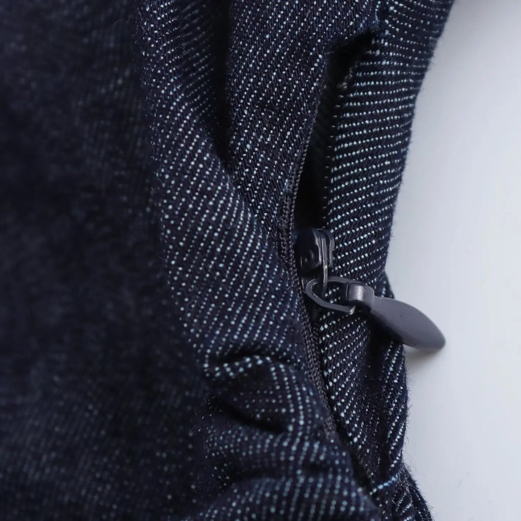 The Evette Ruched Denim Midi in Navy