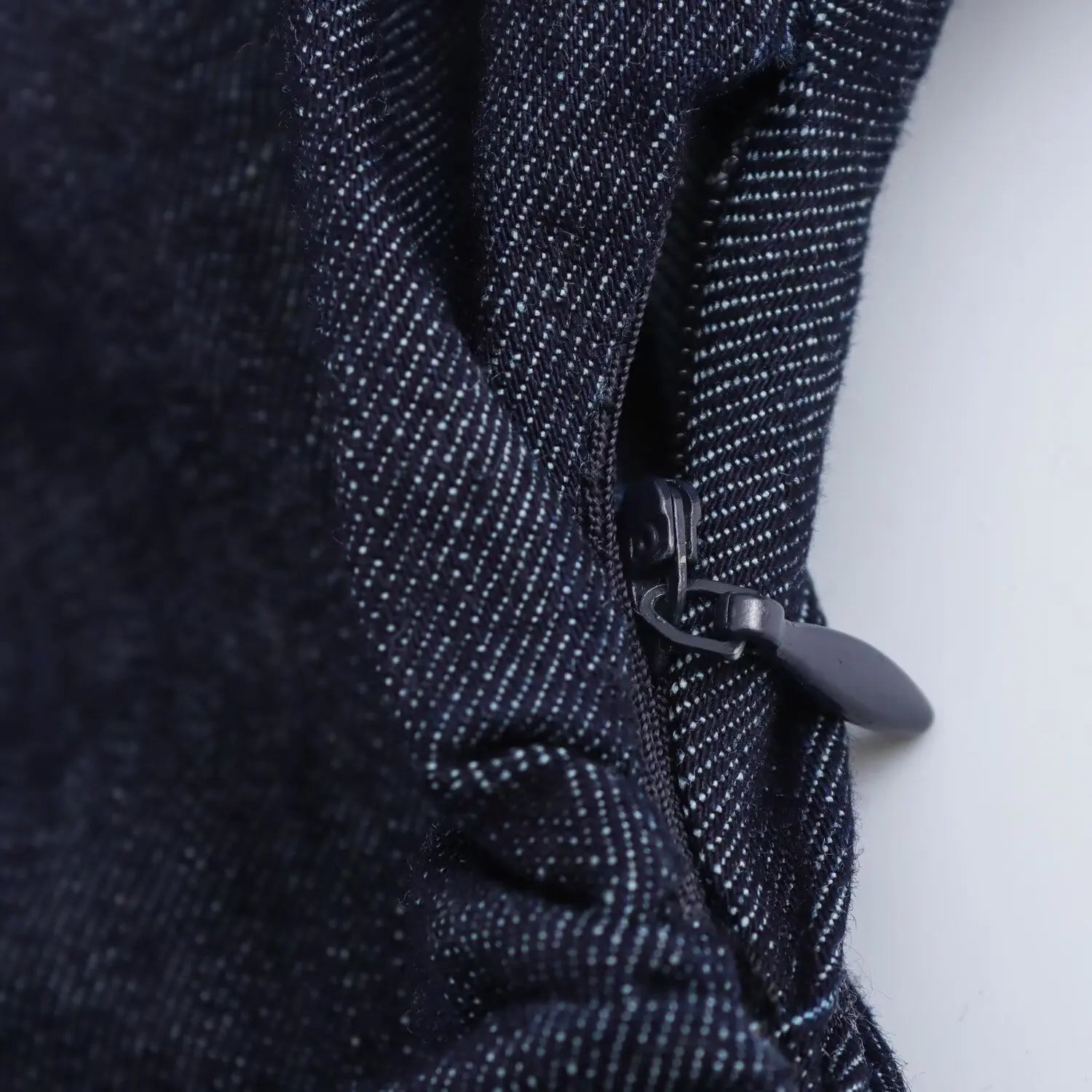 The Evette Ruched Denim Midi in Navy