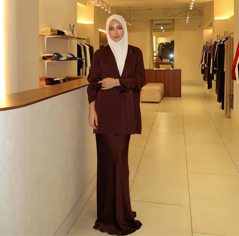 Amira Regal Satin Skirt Suit