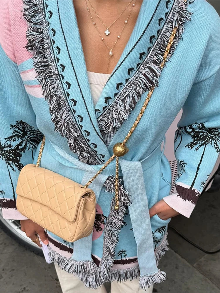 Pattern Knit with Lace-Up Front