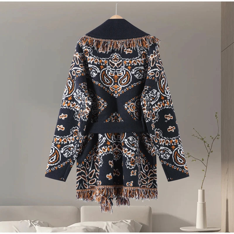 Pattern Knit with Lace-Up Front