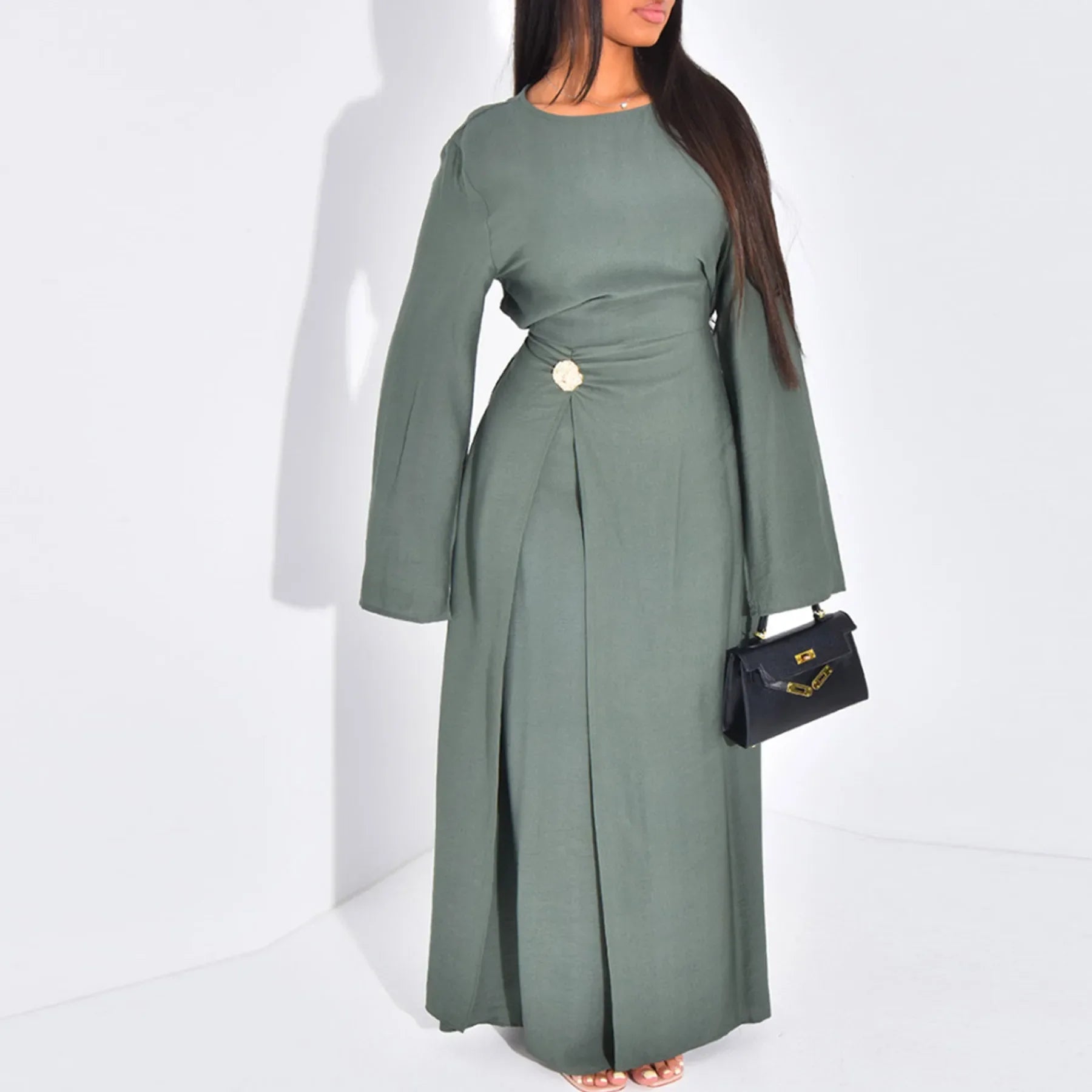 Arabic-Inspired Flow Robe with Draped Silhouette