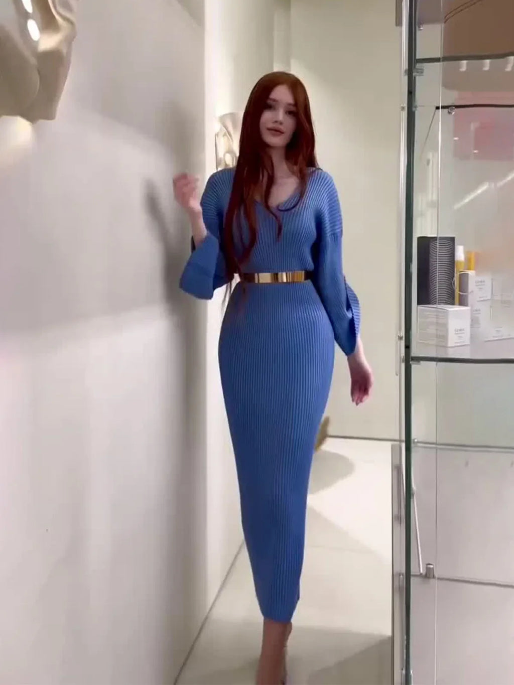 Elegant Knit Robe with Feminine Form