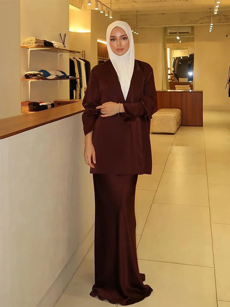 Amira Regal Satin Skirt Suit