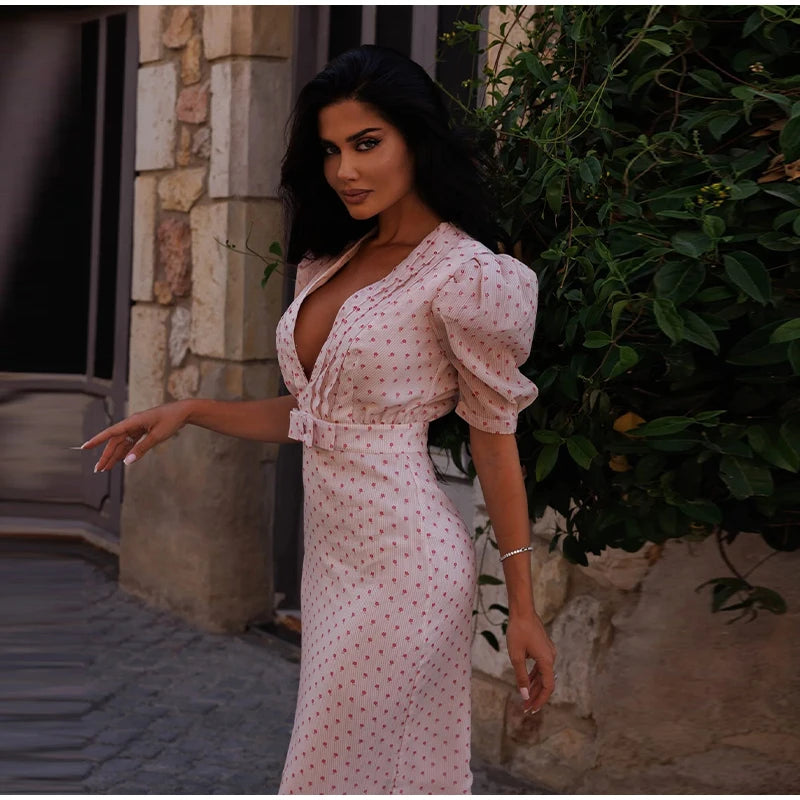 Sabine V-Neck Midi Dress