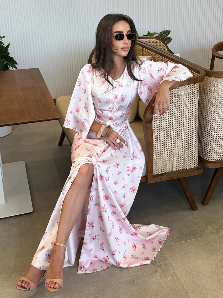 Rosebud Cinched Bodice Floral Maxi