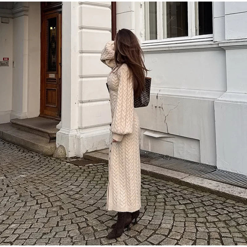 The Camille Dress - Tailored Knit Cardigan Midi