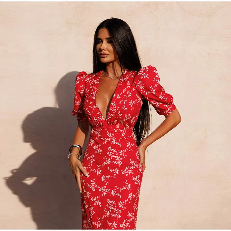 Sabine V-Neck Midi Dress