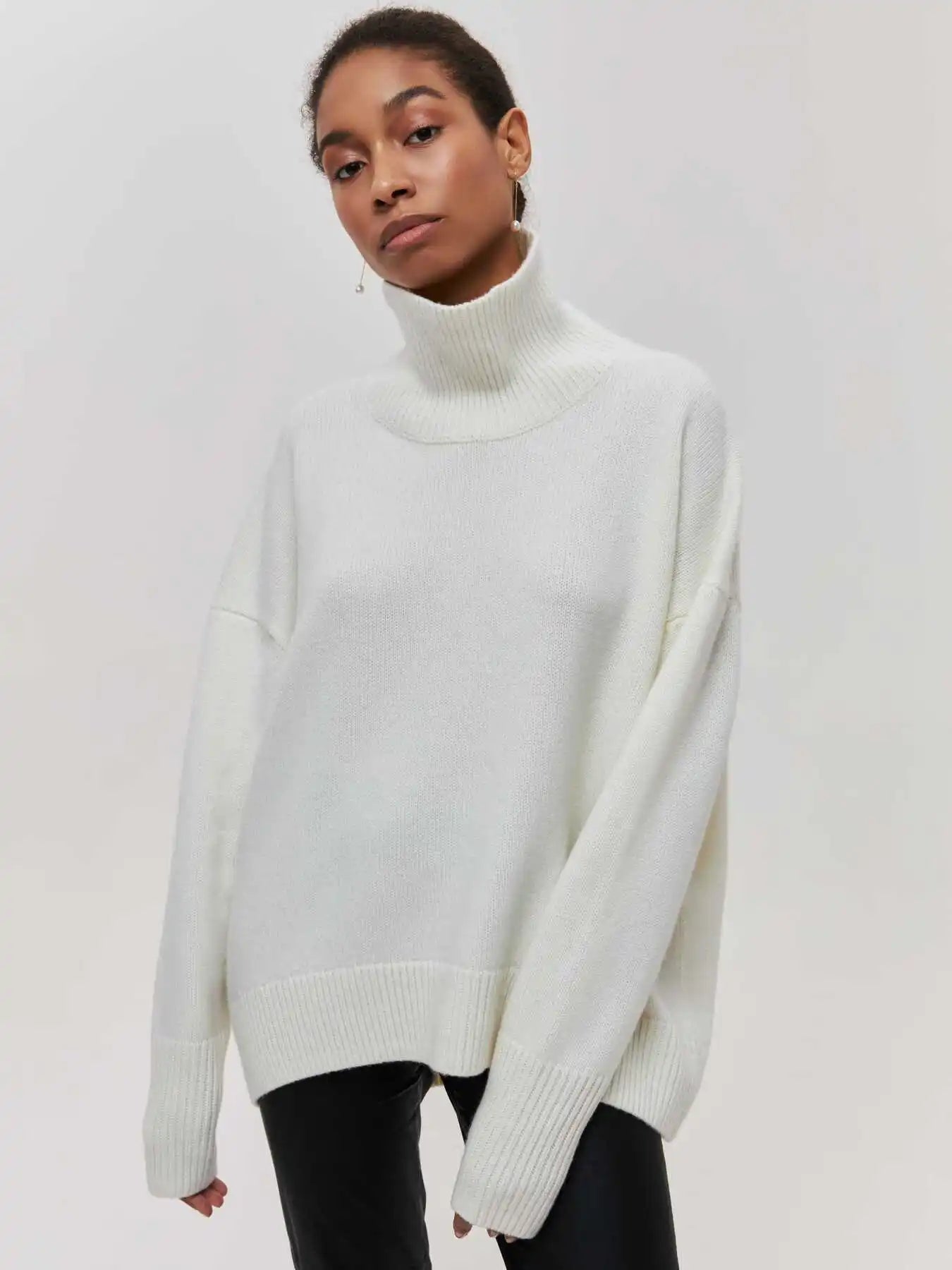 Light Luxury Mock Neck Solid Knitwear