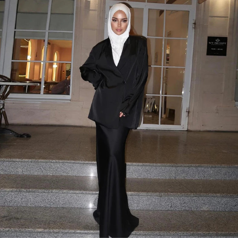 Amira Regal Satin Skirt Suit