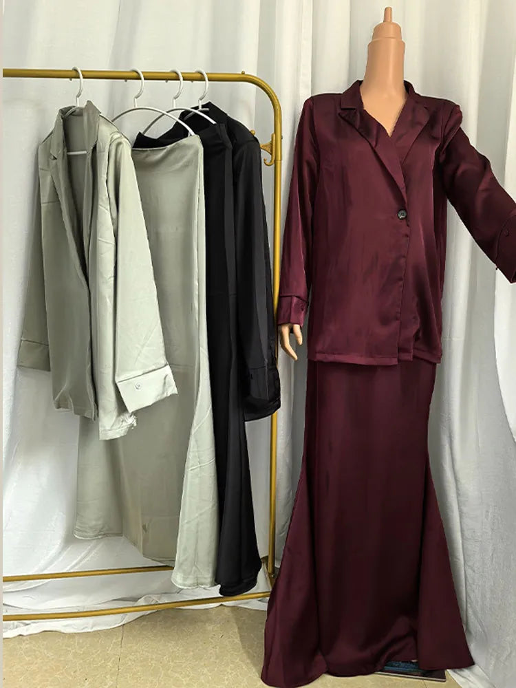 Amira Regal Satin Skirt Suit