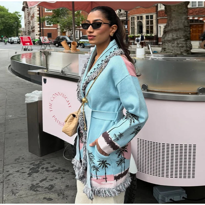 Pattern Knit with Lace-Up Front
