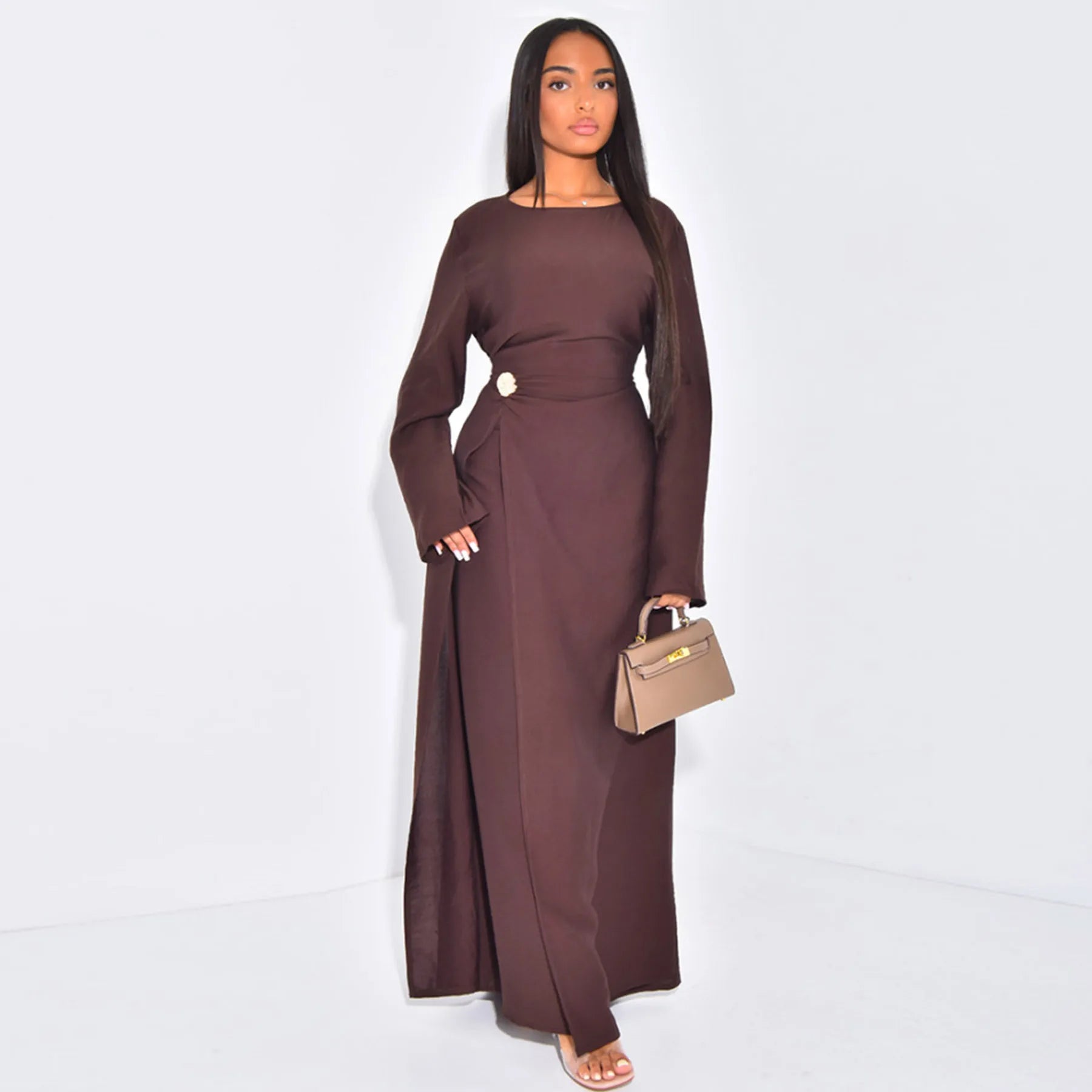 Arabic-Inspired Flow Robe with Draped Silhouette