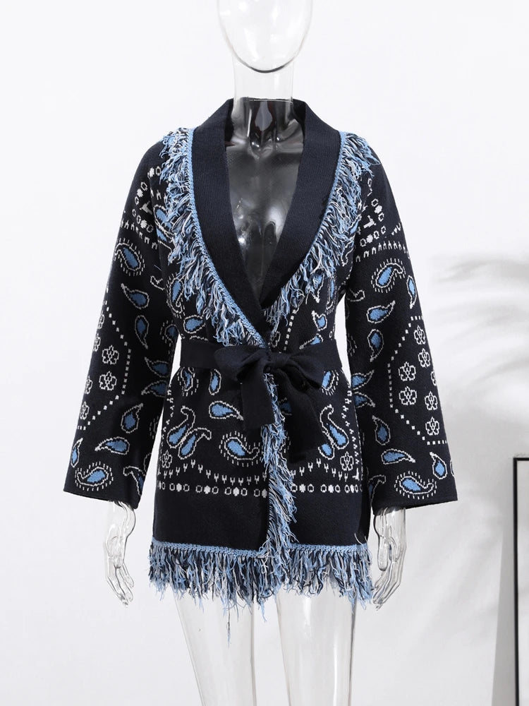 Pattern Knit with Lace-Up Front