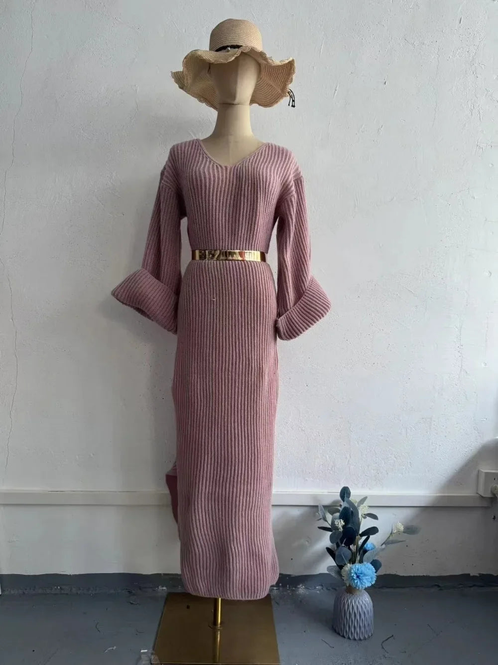 Elegant Knit Robe with Feminine Form