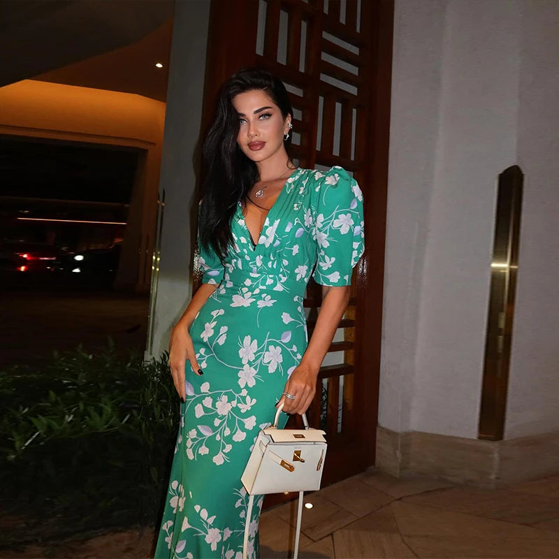 Sabine V-Neck Midi Dress