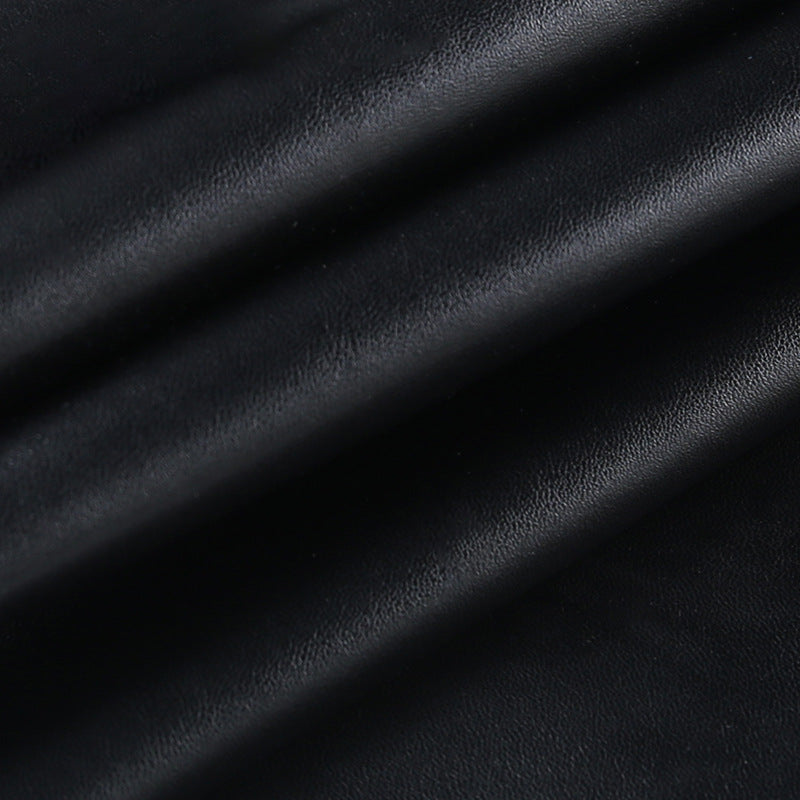 Sculpted High-Waist PU Leather Midi