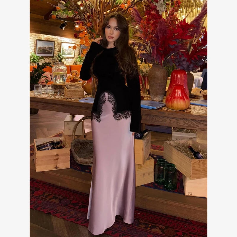 Midnight Lace -  Slim Lace Statement Top