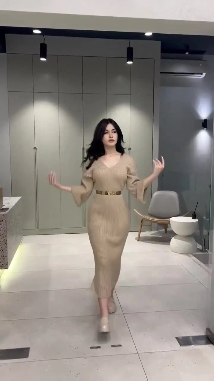 Elegant Knit Robe with Feminine Form