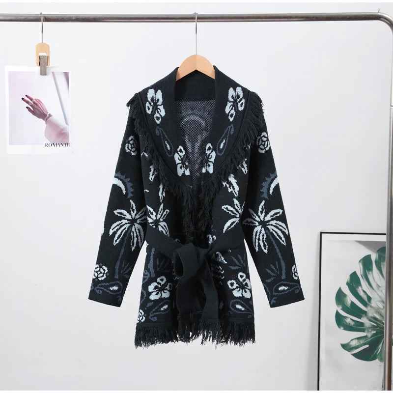 Pattern Knit with Lace-Up Front