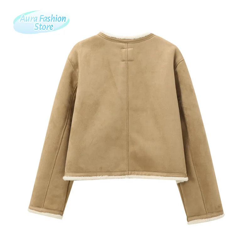 The Adriane Coat – Round Neck Wool Blend Jacket