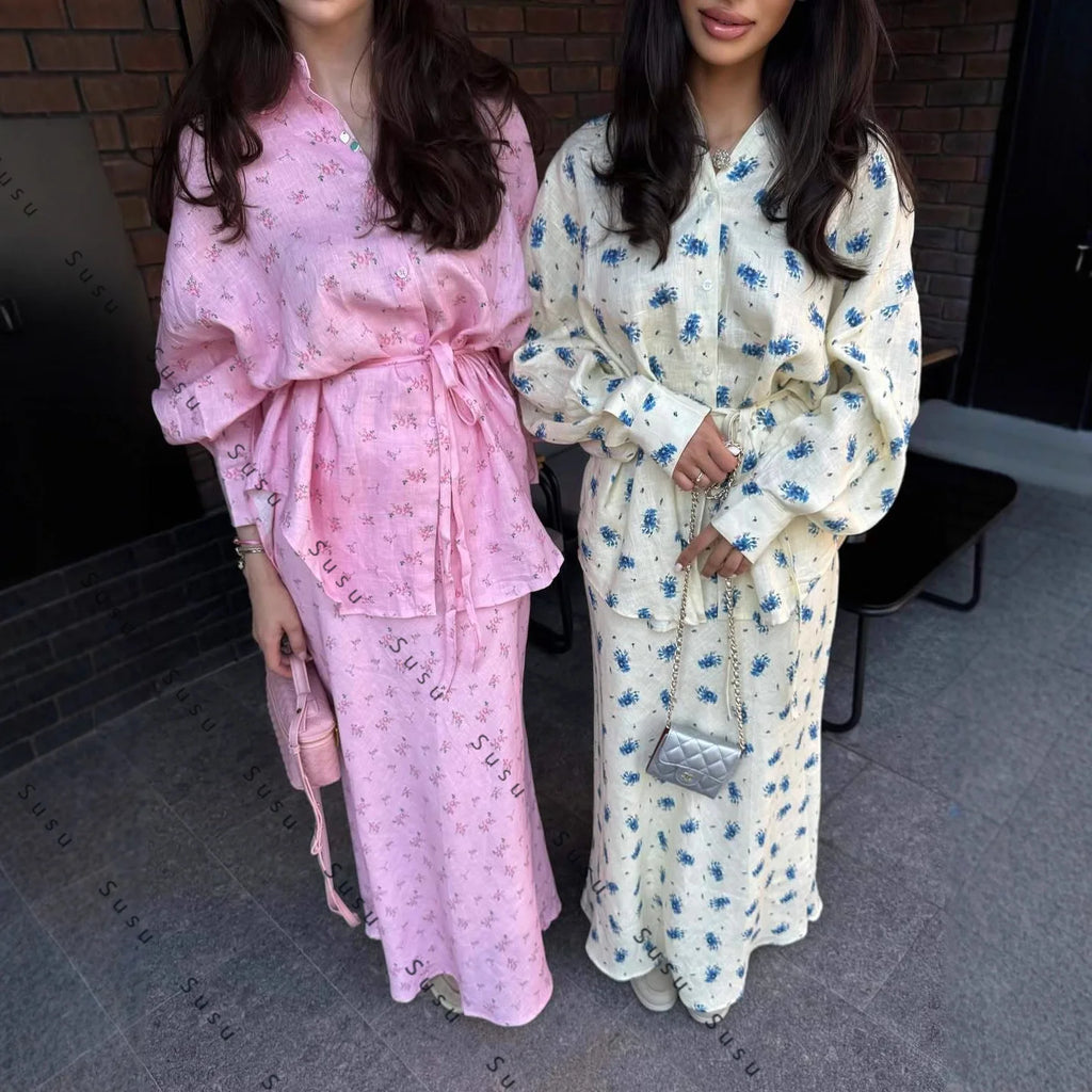 Blossom Vale— Long-Sleeve Floral Maxi Set