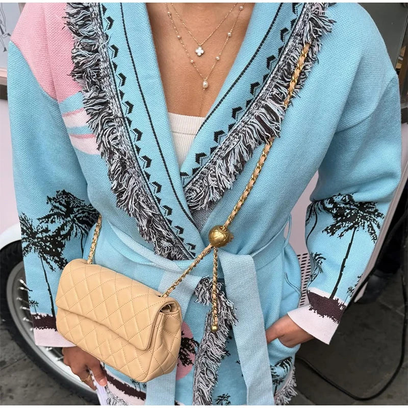 Pattern Knit with Lace-Up Front