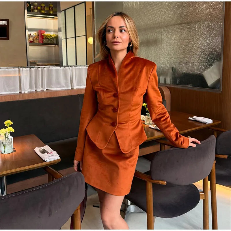 The Amorette Jacket – Tailored V-Neck Jacket with Defined Waist