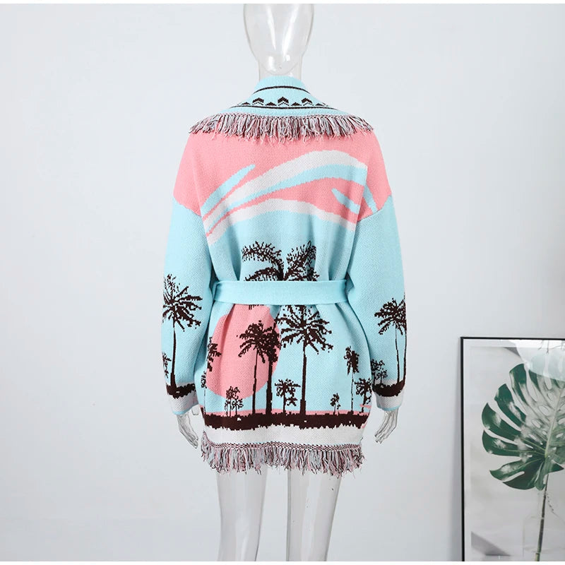 Pattern Knit with Lace-Up Front