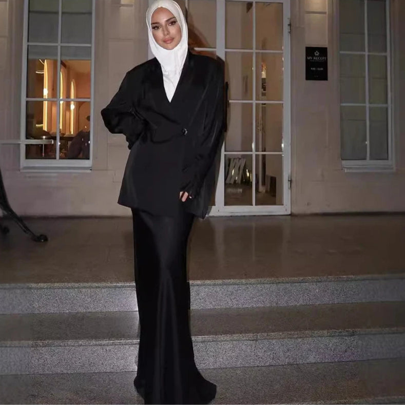 Amira Regal Satin Skirt Suit