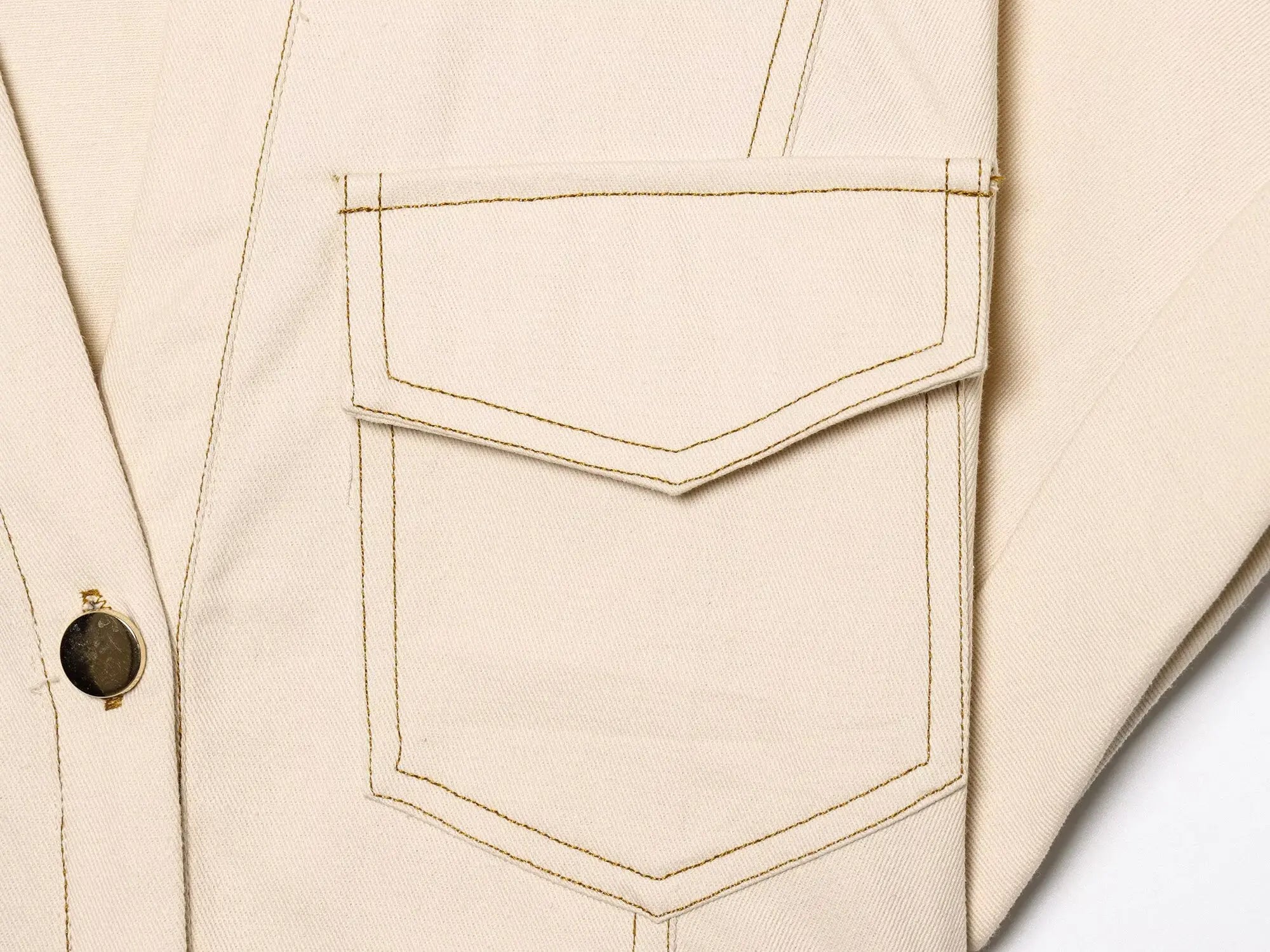 The Evette Ruched Denim Midi in Beige